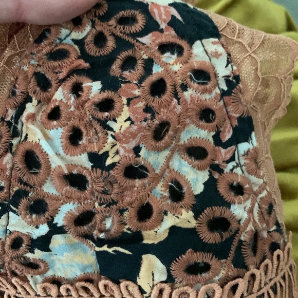 Free People Intimately Lace Bralette Floral Pink Brown Boho Hippie - Picture 4 of 7